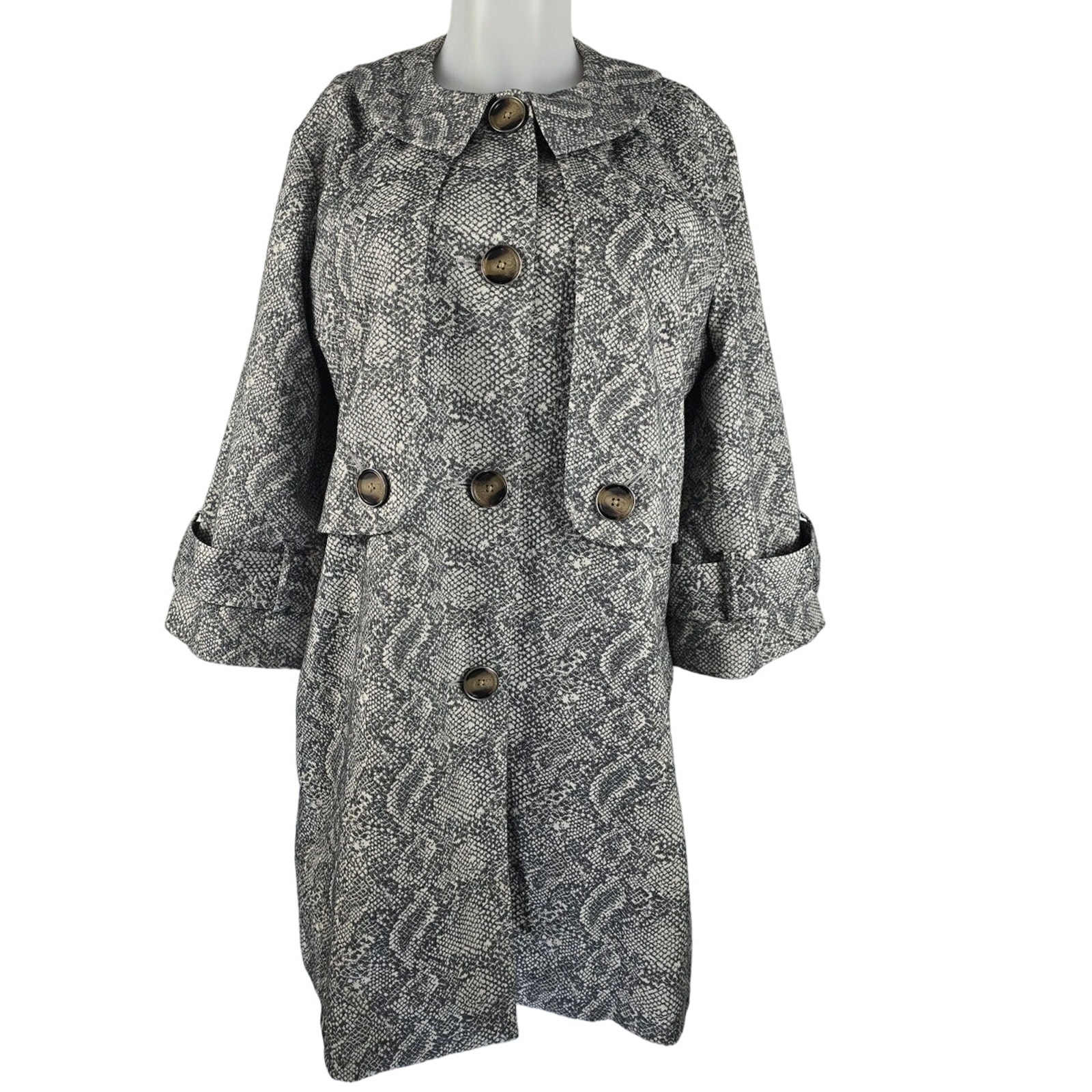 Cabi Long Line Animal Print Button Up Lightweight Women's Jacket M